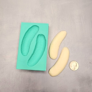 Mini Banana Halves 2-Cavity Silicone Mold for Wax Melt Making, Candle Embeds, Soap Making