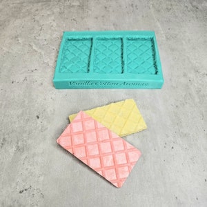Sugar Wafer Cookies 3-Cavity Silicone Mold for Wax Melt Making, Candle Embeds, Soap Making
