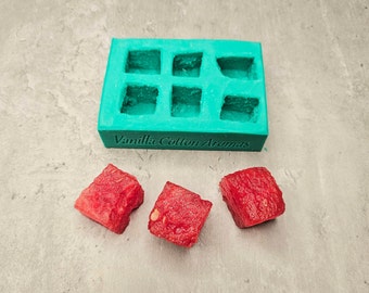 Watermelon Chunks 6-Cavity Silicone Mold for Wax Melt Making, Candle Embeds, Soap Making