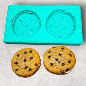 Chocolate Chip Cream Pies 2-Cavity Silicone Mold for Wax Melt Making, Candle Embeds, Soap Making
