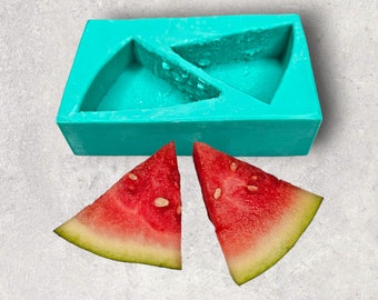 Watermelon Wedges 2-Cavity Silicone Mold for Wax Melt Making, Candle Embeds, Soap Making