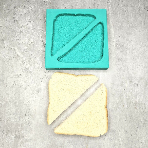 Bread Slice Halves 2-Cavity Silicone Mold for Wax Melt Making, Candle Embeds, Soap Making