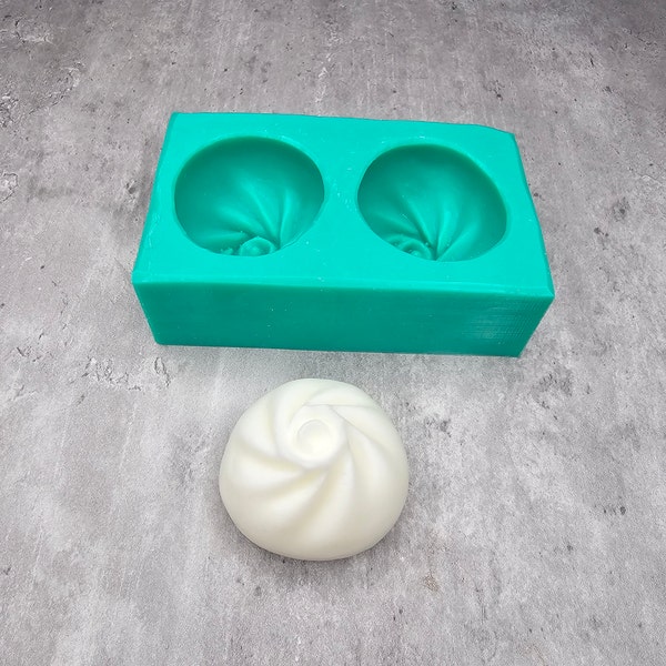 Steamed Bao Buns 2-Cavity Silicone Mold for Wax Melt Making, Candle Embeds, Soap Making