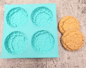 Oatmeal Cookies 4-Cavity Silicone Mold for Wax Melt Making, Candle Embeds, Soap Making