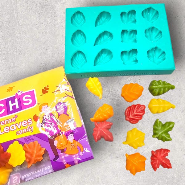 Herbst Blätter Marshmallow Creme Bonbons 12-fach Silikonform für Wachs schmelzen, Kerzen einbetten, Seifenherstellung