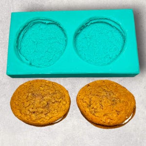 Oatmeal Cream Pies 2-Cavity Silicone Mold for Wax Melt Making, Candle Embeds, Soap Making