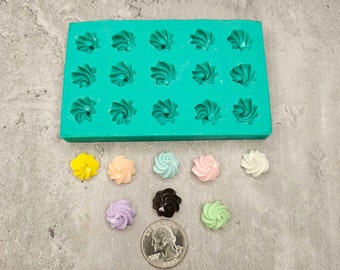 Mini Meringue Swirls 15-Cavity Silicone Mold for Wax Melt Making, Candle Embeds, Soap Making