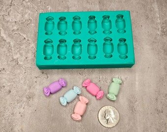 Tiny Wrapped Candies 12-Cavity Silicone Mold for Wax Melt Making, Candle Embeds, Soap Making