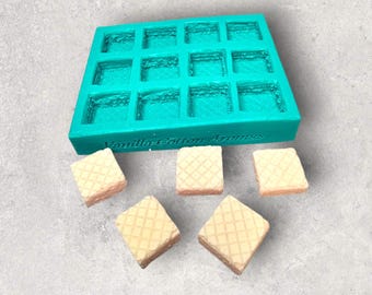 Mini Sugar Wafer Cookies 12-Cavity Silicone Mold for Wax Melt Making, Candle Embeds, Soap Making