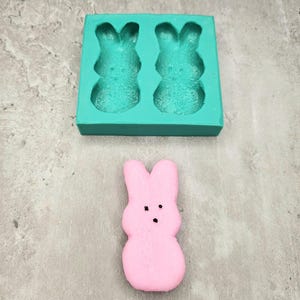 Marshmallow Bunnies 2-Cavity Silicone Mold for Wax Melt Making, Candle Embeds, Soap Making