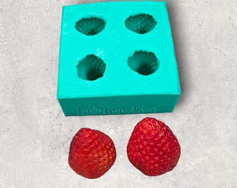 Strawberries 4-Cavity Silicone Mold for Wax Melt Making, Candle Embeds, Soap Making