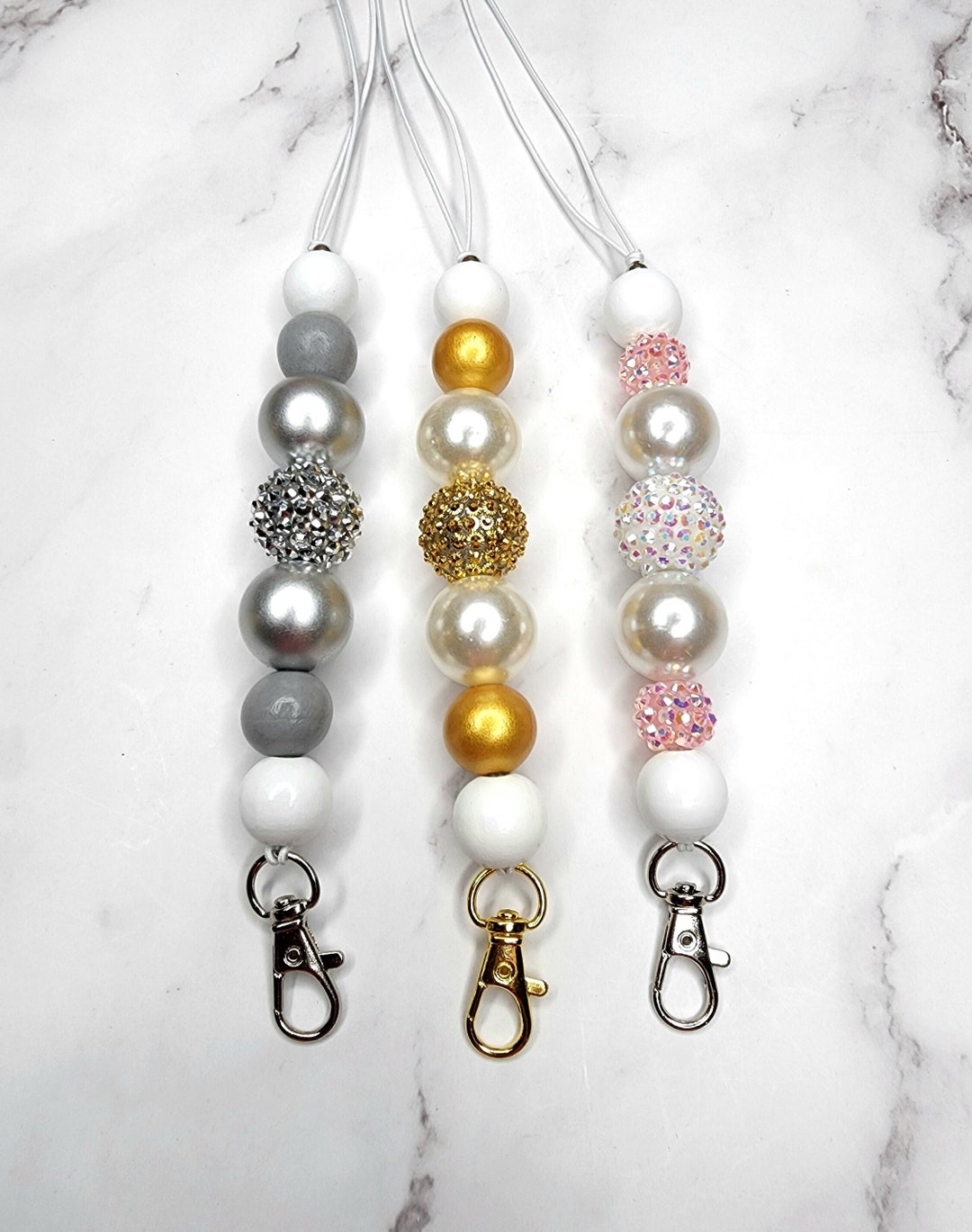 Car Airfreshener Hanger. Reusable Beaded Swivel Clasp Hook for Car Air