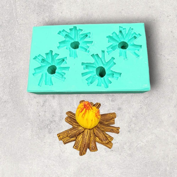 Mini Lagerfeuer 4-fach Silikonform für die Wachsherstellung, Kerzenherstellung, Seifenherstellung