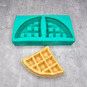 Belgium Waffle Sections 2-Cavity Silicone Mold for Wax Melt Making, Candle Embeds, Soap Making
