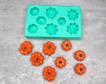 Mini Rustic Pumpkins 8-Cavity Silicone Mold for Wax Melt Making, Candle Embeds, Soap Making
