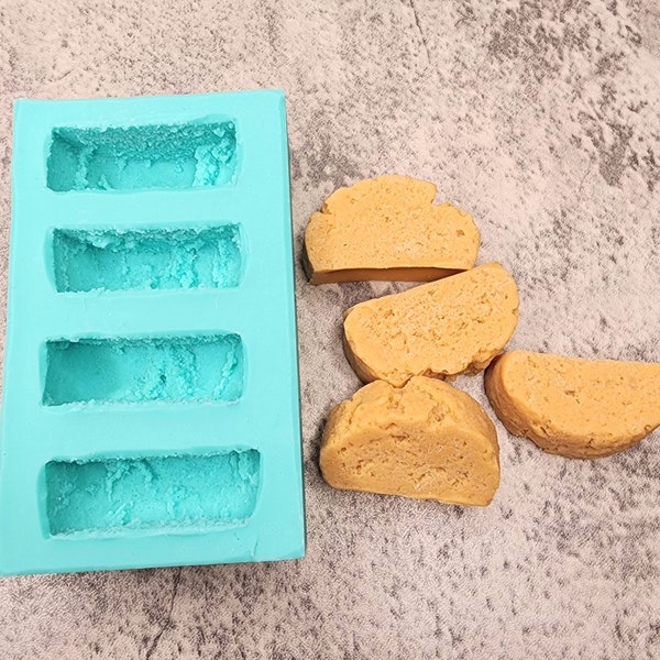 Biscotti 4-Cavity Silicone Mold for Wax Melt Making, Candle Embeds, Soap Making