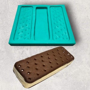 Ice Cream Sandwich 3-Cavity Silicone Mold for Wax Melt Making, Candle Embeds, Soap Making