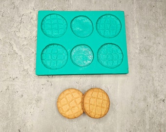 Peanut Butter Sandwich Cookies 6-Cavity Silicone Mold for Wax Melt Making, Candle Embeds, Soap Making