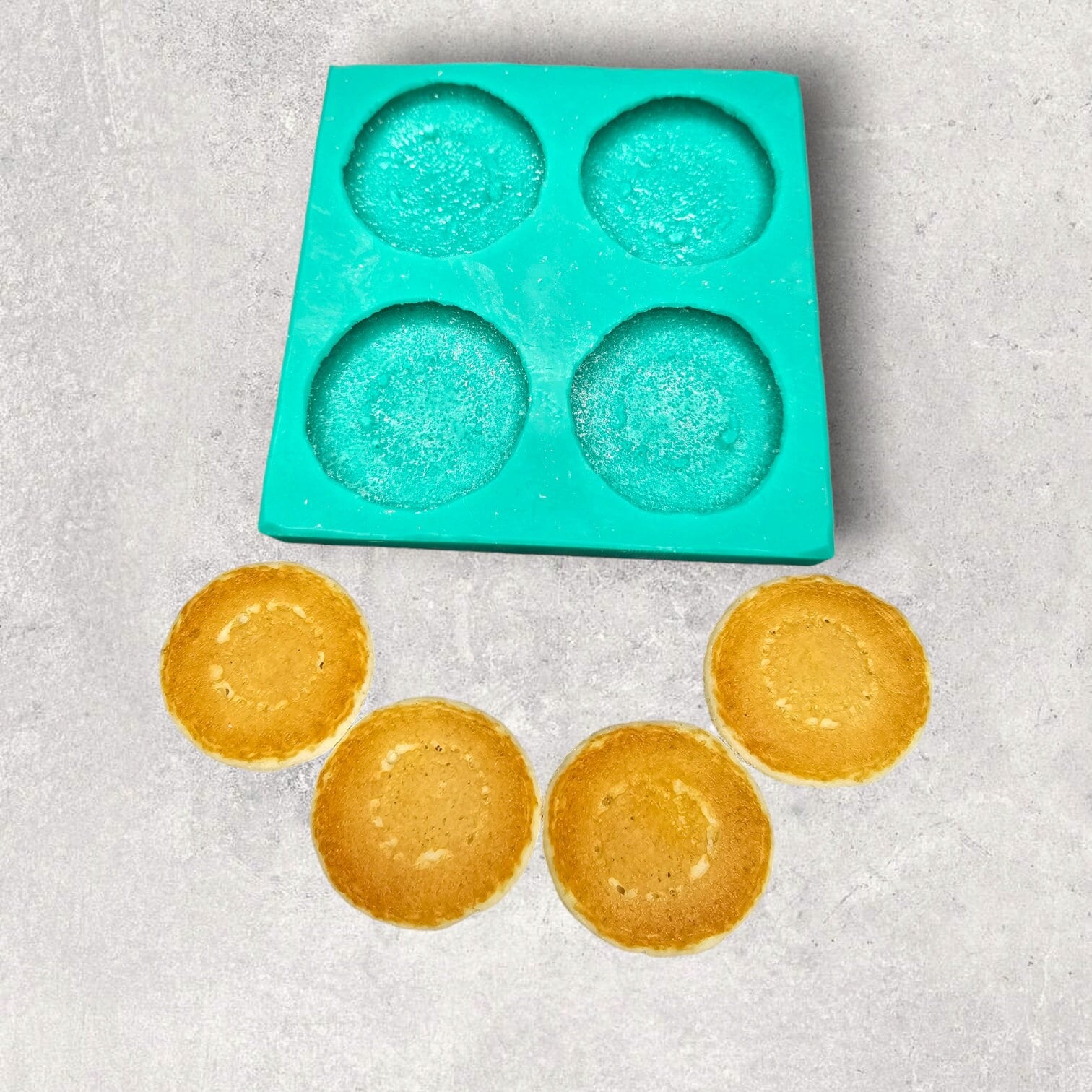 Mini 2.25" Pancakes 4-Cavity Silicone Mold for Wax Melt Making, Candle Embeds, Soap Making