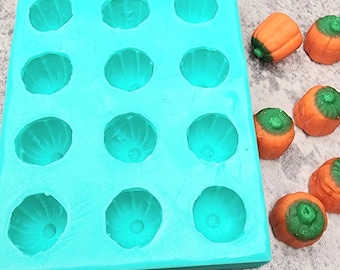 Marshmallow Creme Pumpkins 12-Cavity Silicone Mold for Wax Melt Making, Candle Embeds, Soap Making