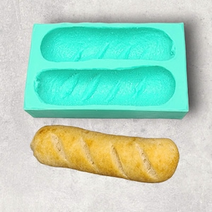 Mini French Breads 2-Cavity Silicone Mold for Wax Melt Making, Candle Embeds, Soap Making