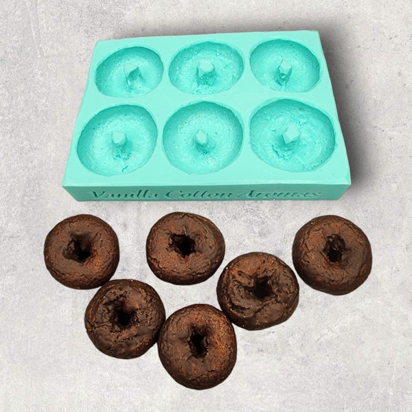 Mini Donuts 6-Cavity Silicone Mold for Wax Melt Making, Candle Embeds, Soap Making