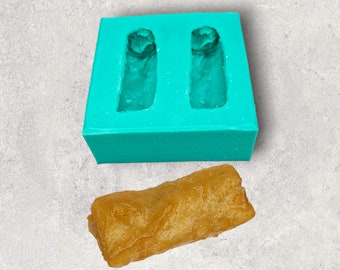 Mini Egg Rolls/Lumpia 2-Cavity Silicone Mold for Wax Melt Making, Candle Embeds, Soap Making