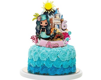 Personalized Mermaid Cake Topper: Under The Sea Party Decor