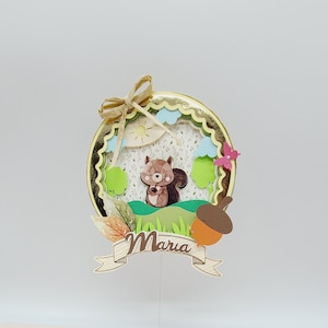 Woodland Squirrel Cake Topper, Forest-Themed Party Decor, Nature-Themed Topper, Woodland Creature Decorations. Forest Friends Topper