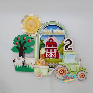 Personalized Farm Cake Topper, Farm Party Decor, Farm Birthday Party, Animals Cake Topper.