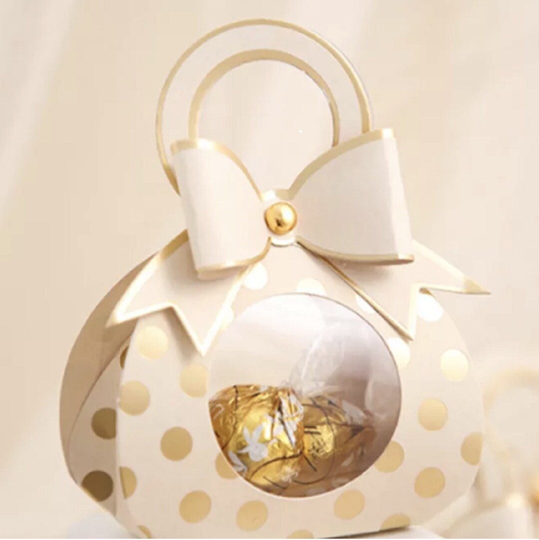 Mini Polka-dot Gift Box Bag With Bow & Personalized Message - Etsy