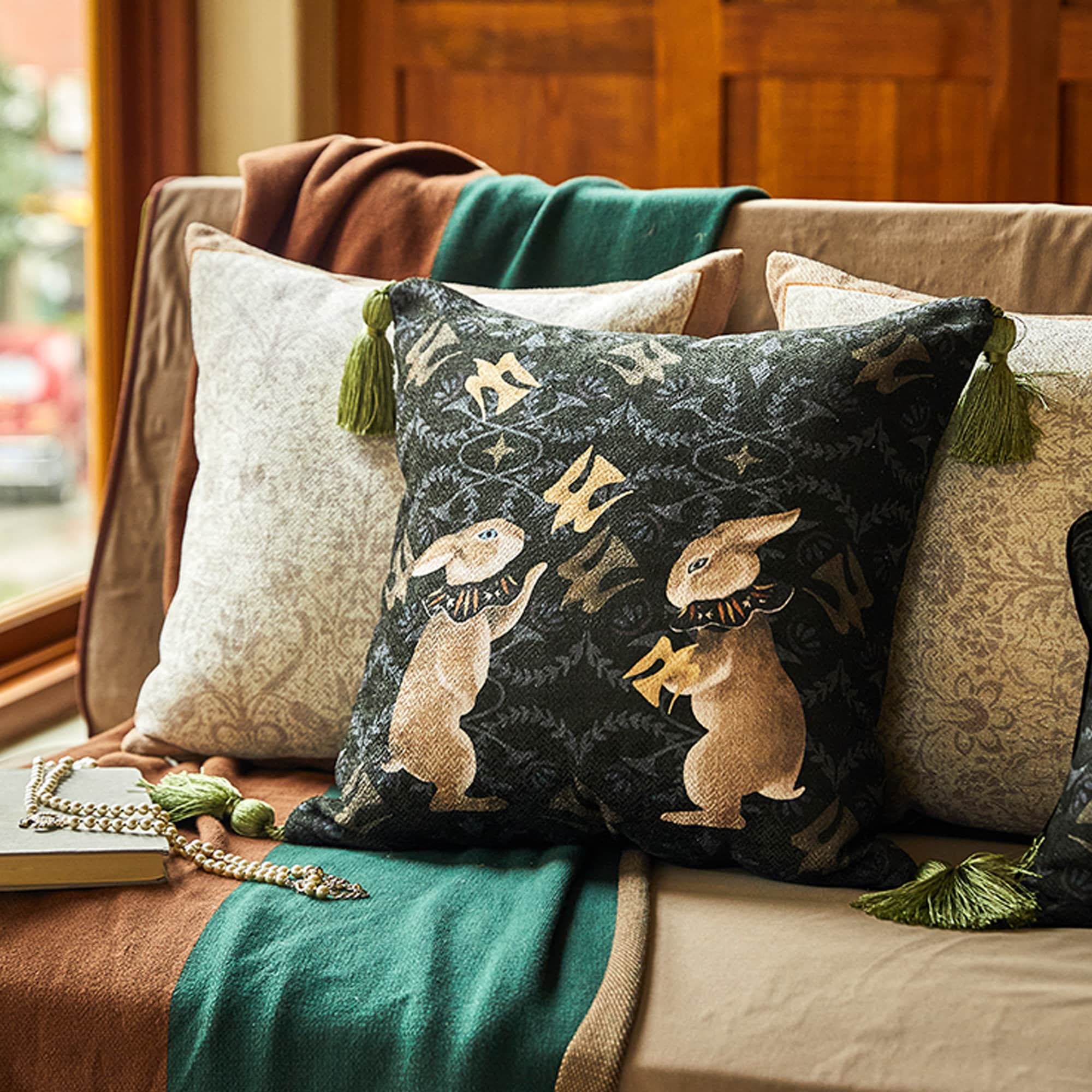 Pillow with glasses cut out top