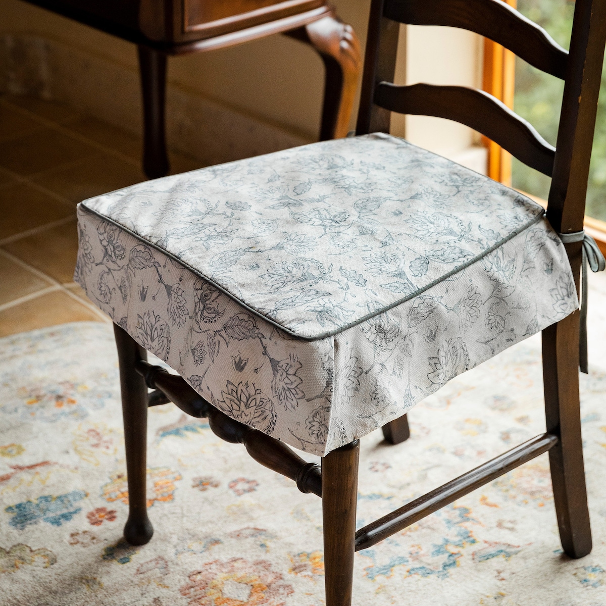 Floral Square Chair Pad Cover With Ties- Etsy