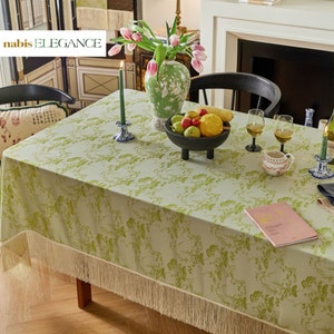 Jacquard Tablecloth with Fringe Handmade Custom Garden Tablecloth Tea Table Cloth Wedding Tablecloth Fresh Color Kitchen Decor Gift for Her