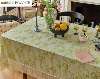 Jacquard Tablecloth with Fringe Handmade Custom Garden Tablecloth Tea Table Cloth Wedding Tablecloth Fresh Color Kitchen Decor Gift for Her