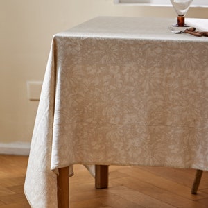 Cotton Linen Tablecloth Minimalist Art Design Jacquard Floral Table Cloth Designer Fabric Unique Gift for Home Wedding Garden Party Kitchen image 10