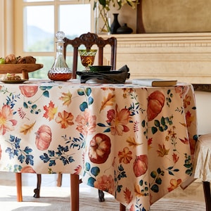 Cotton Pumpkin Tablecloth Fall Harvest Decor Rustic Table Cover Custom ...