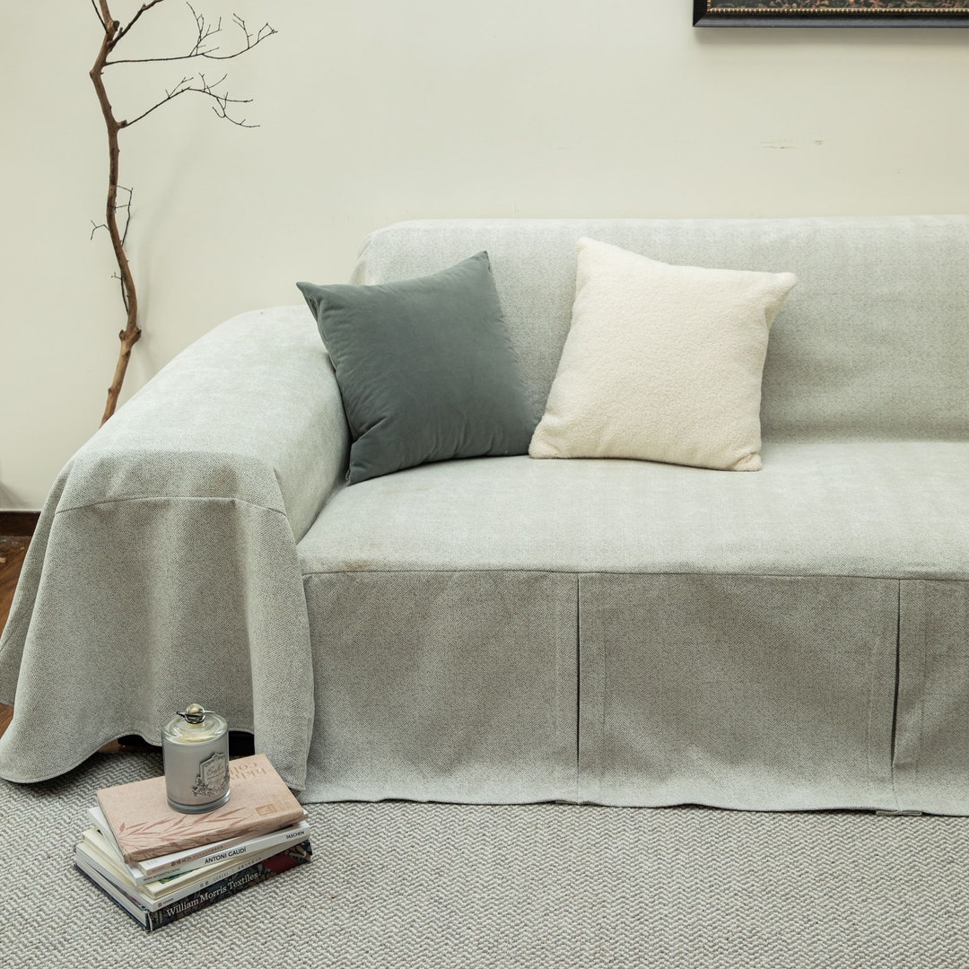 Light Grey Sofa Slipcover Minimalist Art Home Decor Custom Covers for
