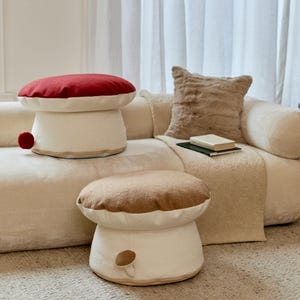 Adorable Mushroom Floor Pouf Cover, Handmade Ottoman Cover, Perfect Personalized Gift or Healing Holiday Gift for Kids' Room or Living Room