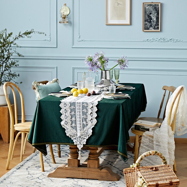 Emerald Green Velvet Table Cloth Light Luxury Retro Table Etsy