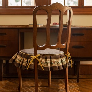 William Morris Flower Garden Chair Cover, Chenille Seat Slipcover image 3