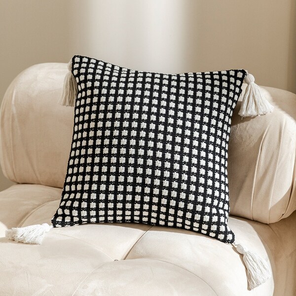 Textured Black Pillow Etsy