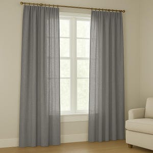 Gray Linen Curtain Panel for Windows and Doors, Boho Window Treatment Drapes, Custom Handmade Home Decor, Bedroom and Kitchen Linen Curtain