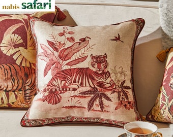 Tiger Print Throw Pillow Cover With Invisible Zipper Designer