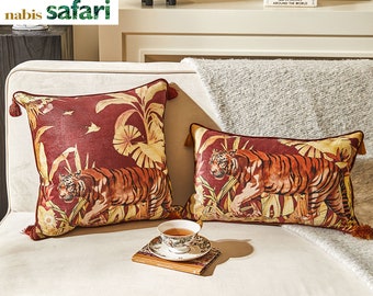 Handmade Terylene Tiger Print Cushion Cover - Safari Animal Pillow