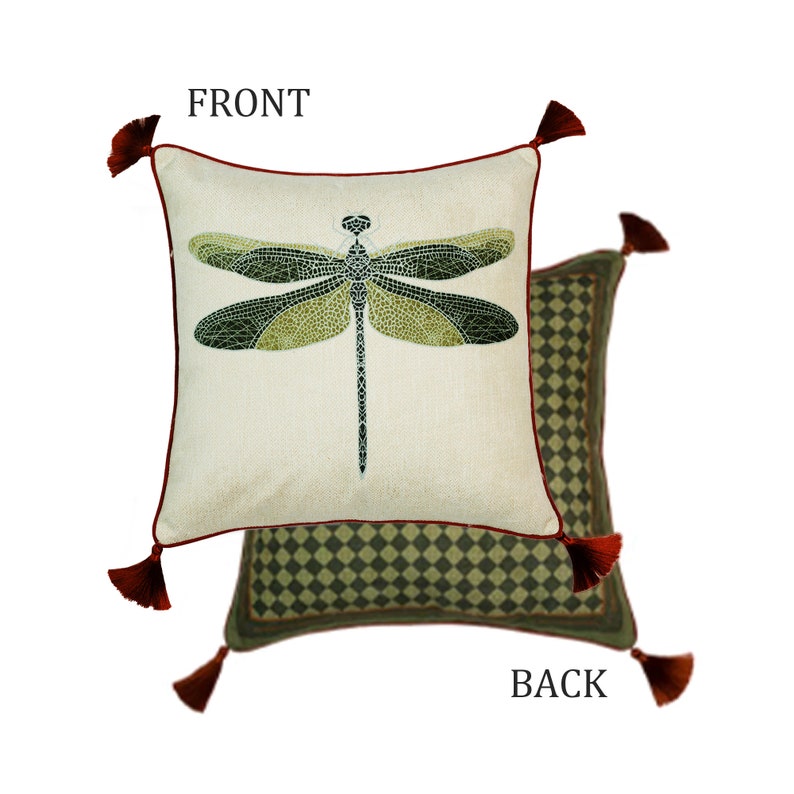 Dragonflies Green Throw Pillow Cover, Animal Print Decor Cushion Covers, Custom Made Sofa Decorative Lumbar Pillow Cover, COVER ONLY image 8