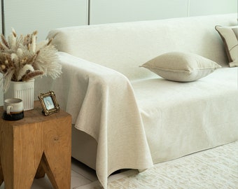 Chenille Sofa Slipcover, Waterproof Cat Scratch Protector, Custom Size