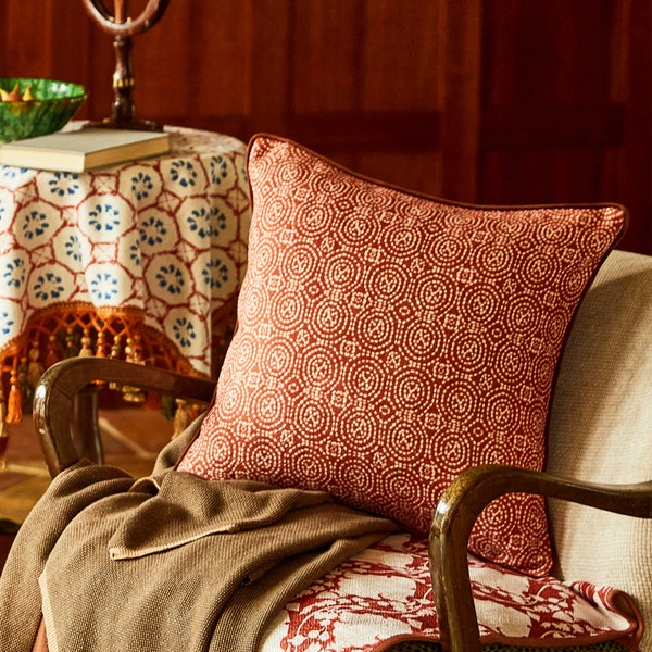 Red Geometric Pillow Etsy