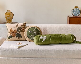 Bird Pattern Throw Pillow Cover, Handmade Accent Pillow Cover, Retro Style, Perfect Housewarming Gift, Trendy Home Decor