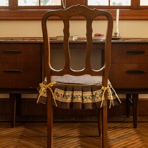 William Morris Flower Garden Chair Cover, Chenille Seat Slipcover image 4